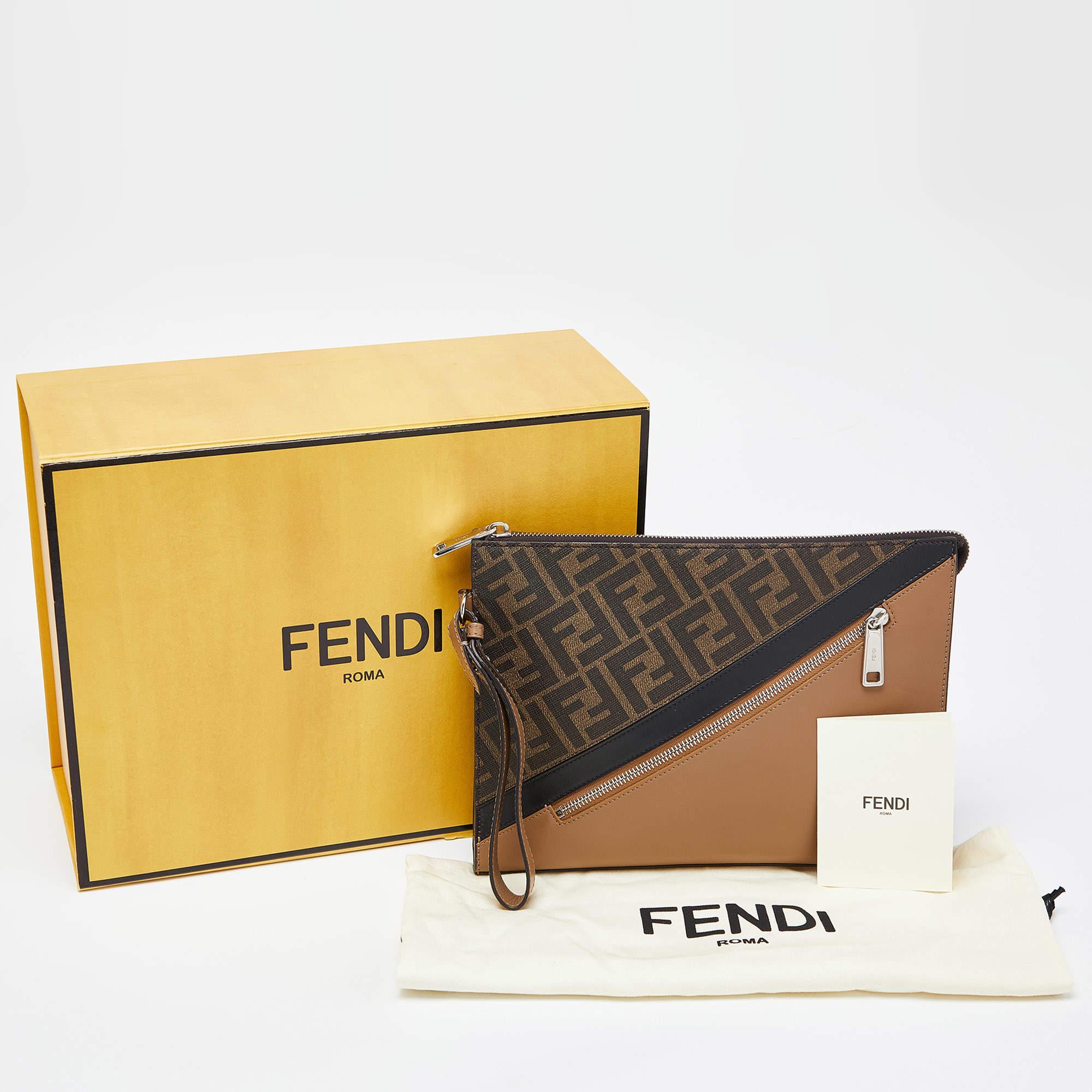 Fendi Tri Color Coated Canvas and Leather Diagonal Wristlet Pouch 5