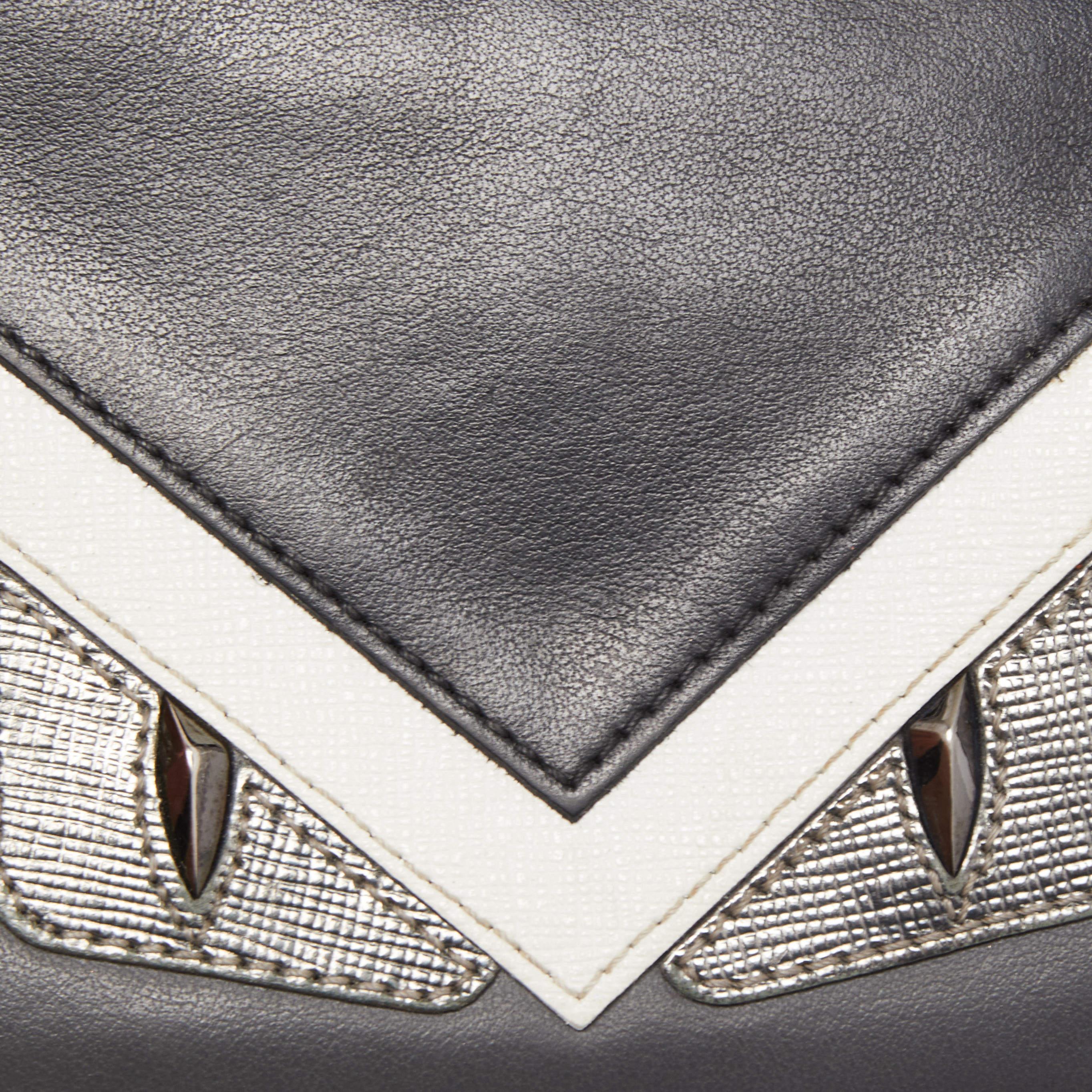 Fendi Tri Color Leather Bag Bugs Eyes Bifold Wallet For Sale 2