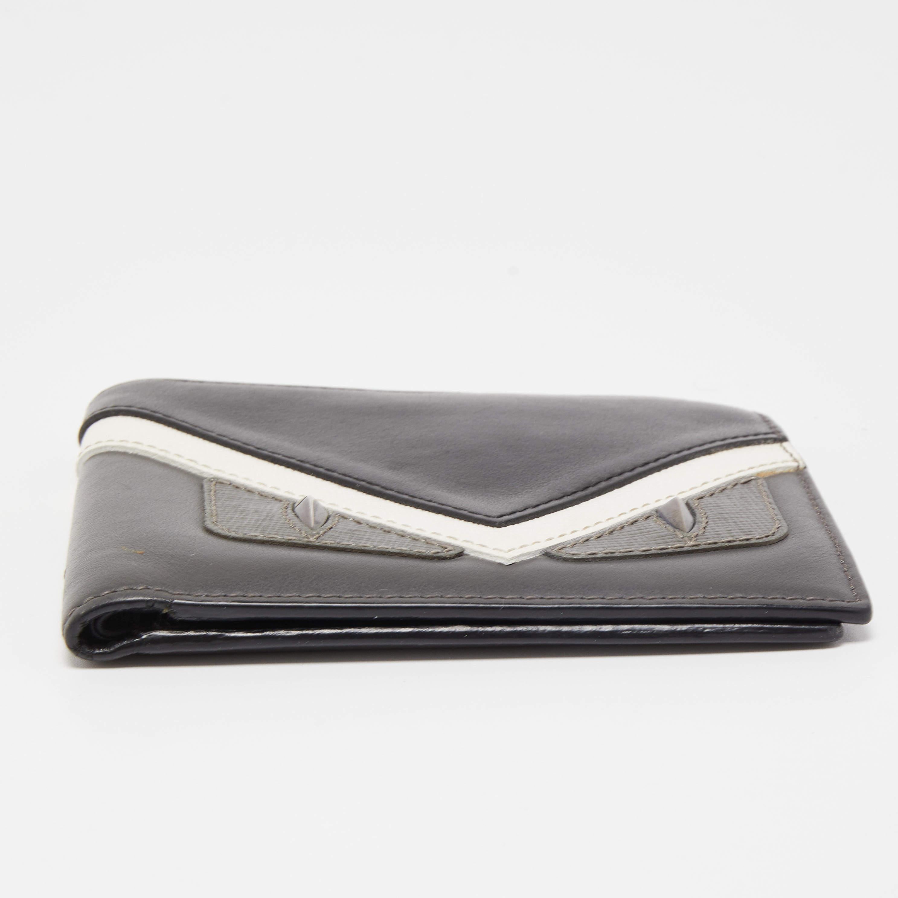 Fendi Tri Color Leather Bag Bugs Eyes Bifold Wallet For Sale 3