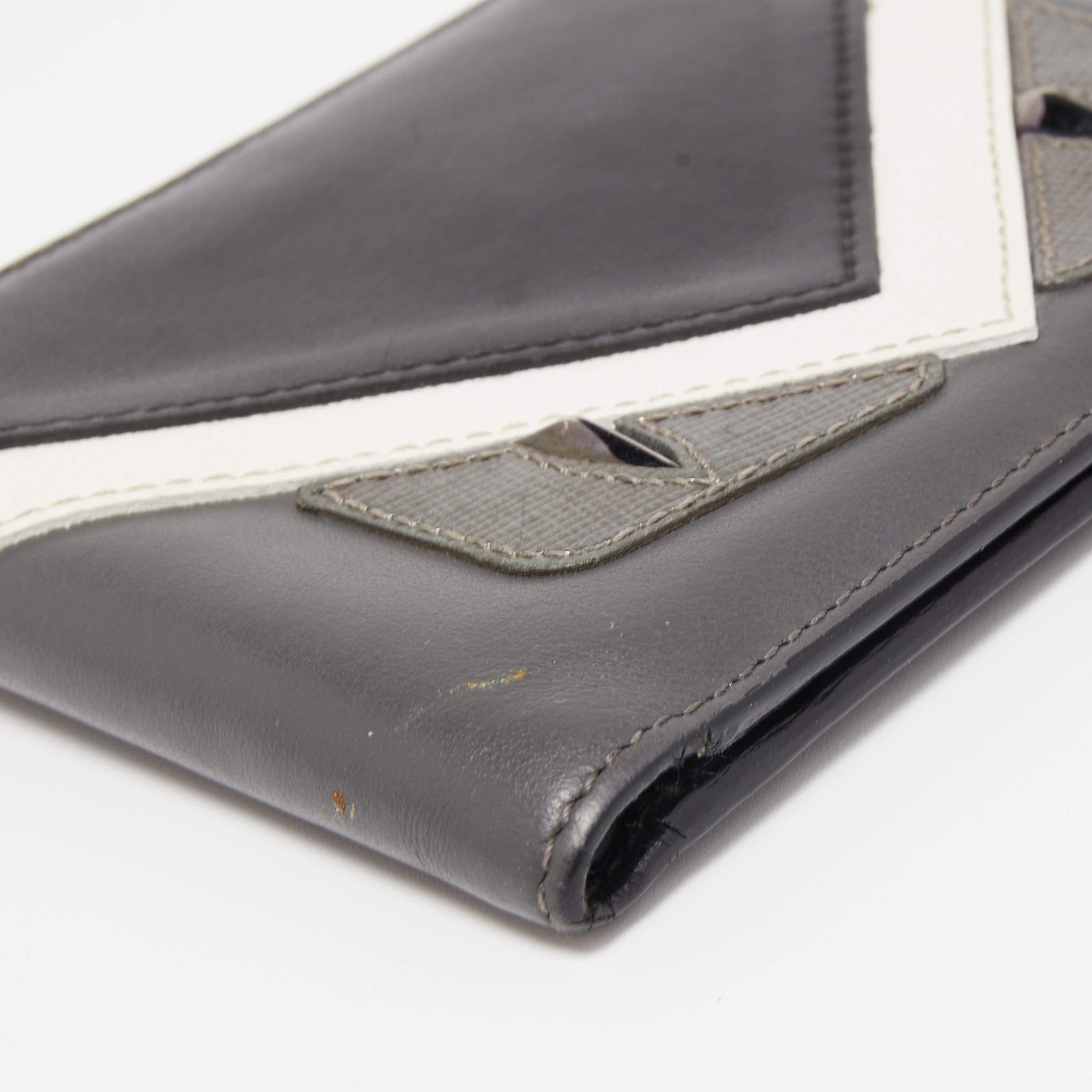 Fendi Tri Color Leather Bag Bugs Eyes Bifold Wallet For Sale 4