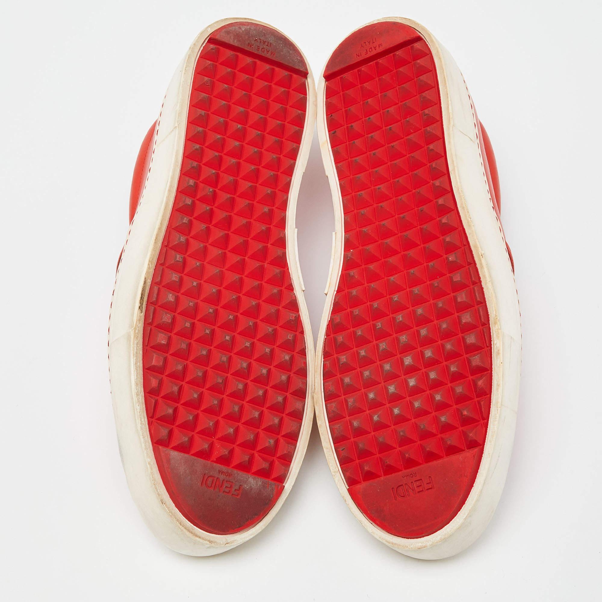 Fendi Tri Color Leder Monster Slip On Turnschuhe Größe 38,5 Damen im Angebot