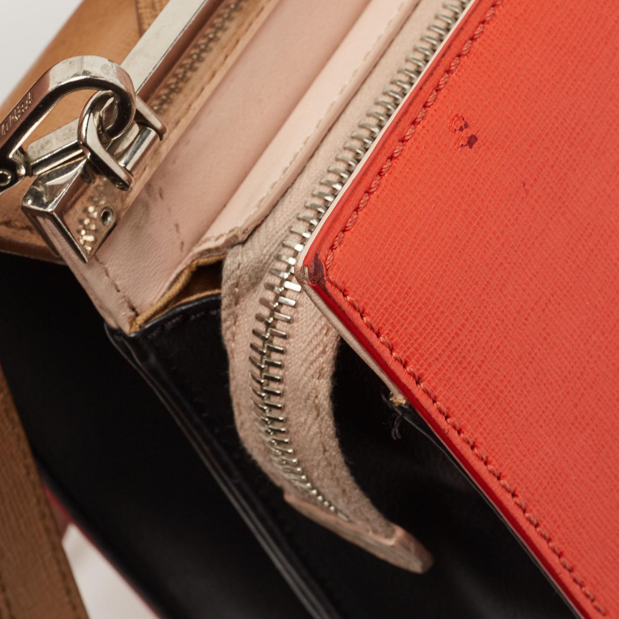 Fendi Tri Color Leather Small Demi Jour Top Handle Bag For Sale 15