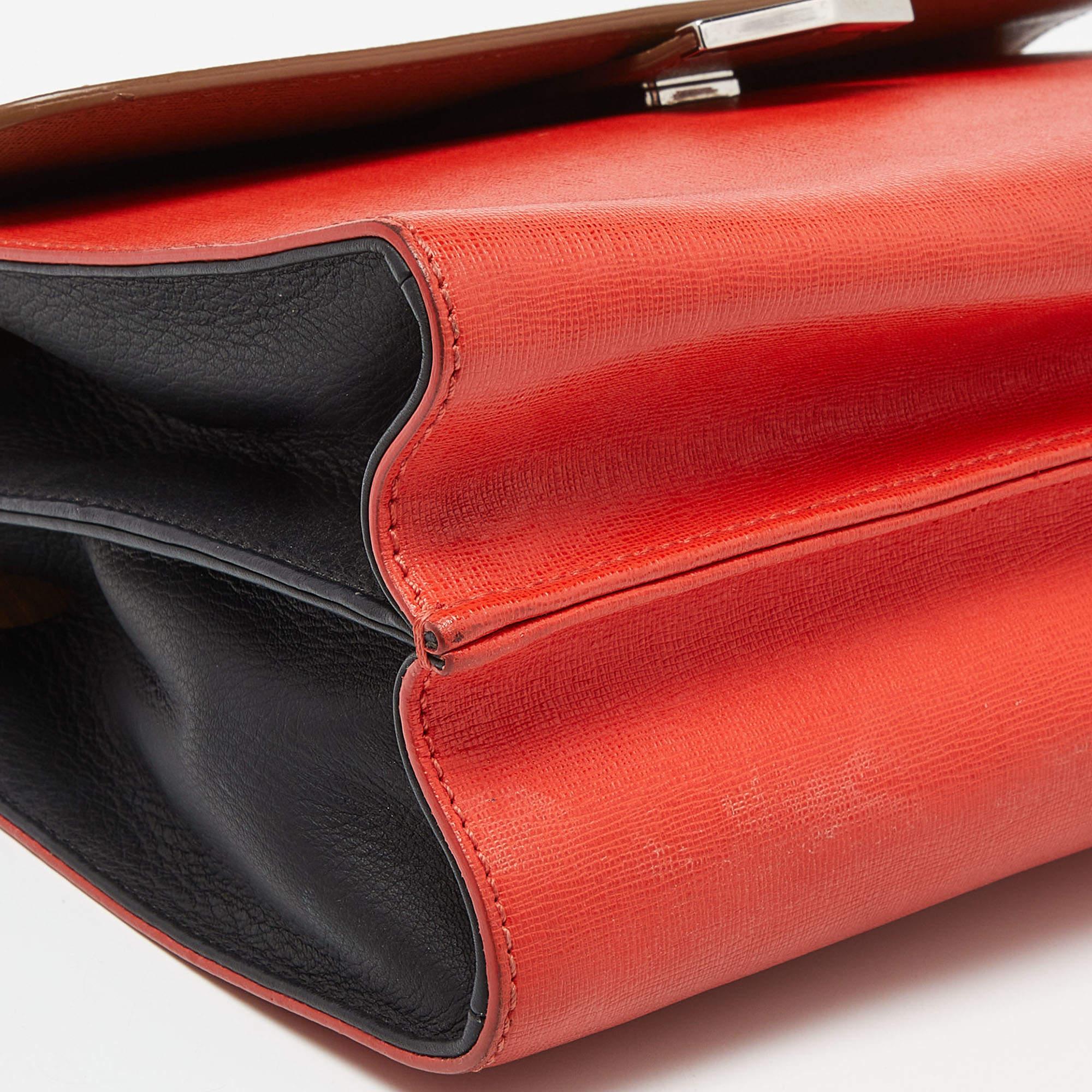 Fendi Tri Color Leather Small Demi Jour Top Handle Bag In Fair Condition For Sale In Dubai, Al Qouz 2