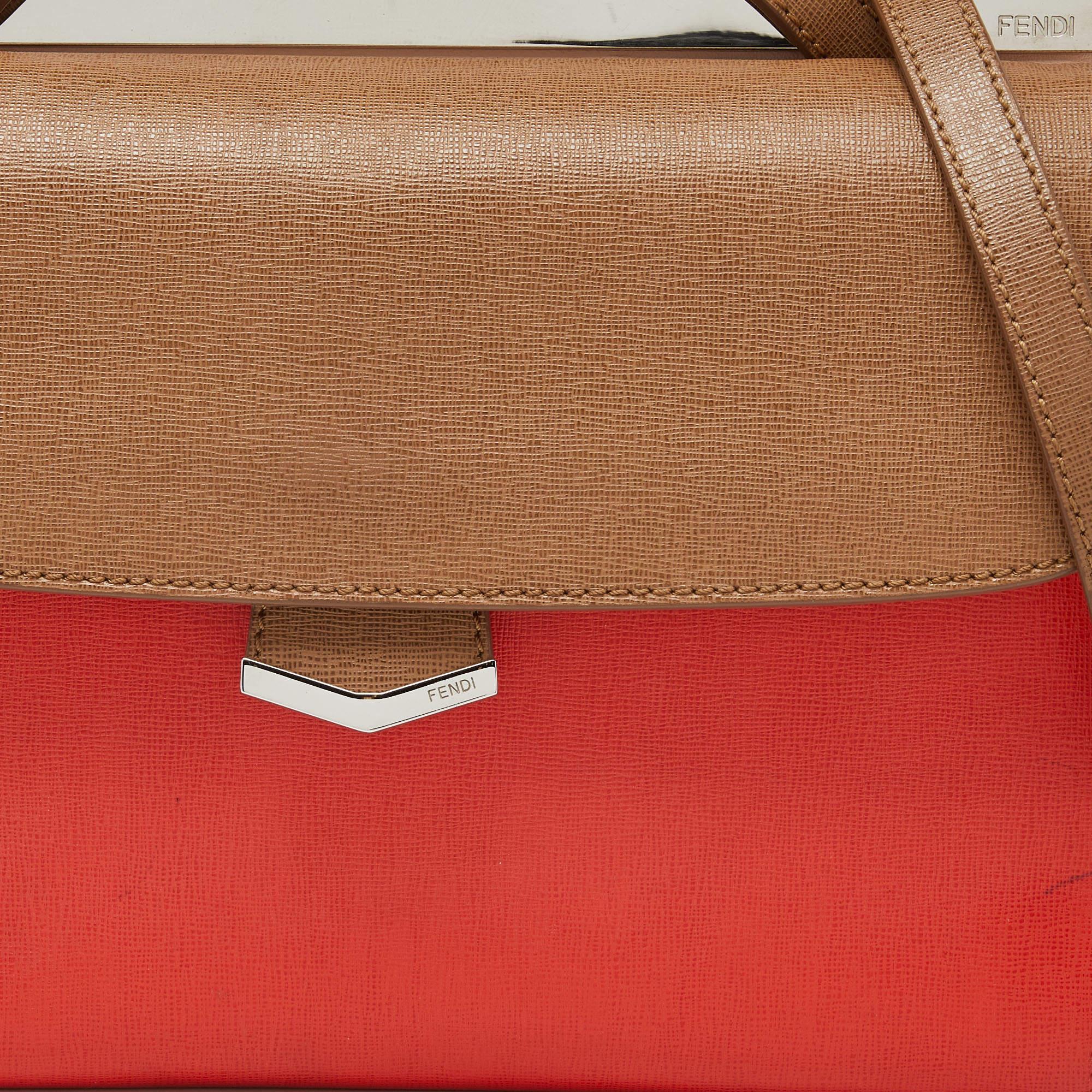 Fendi Tri Color Leather Small Demi Jour Top Handle Bag For Sale 3