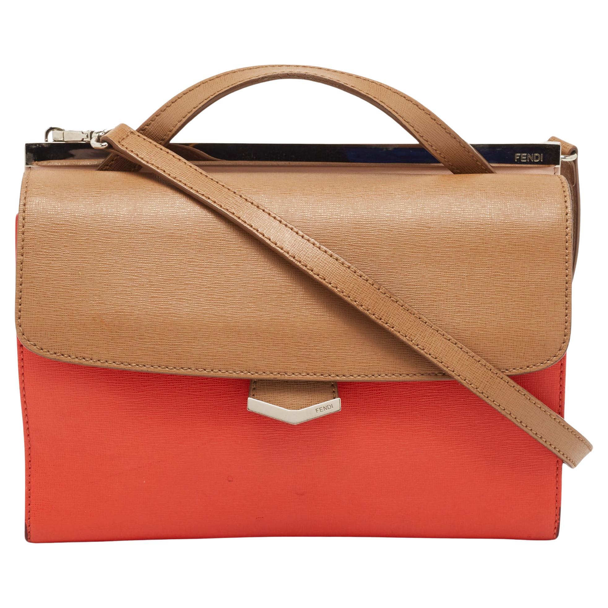 Fendi Tri Color Leather Small Demi Jour Top Handle Bag For Sale