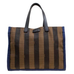 Fendi Tri Color Pequin Canvas and Leather Shopper Tote