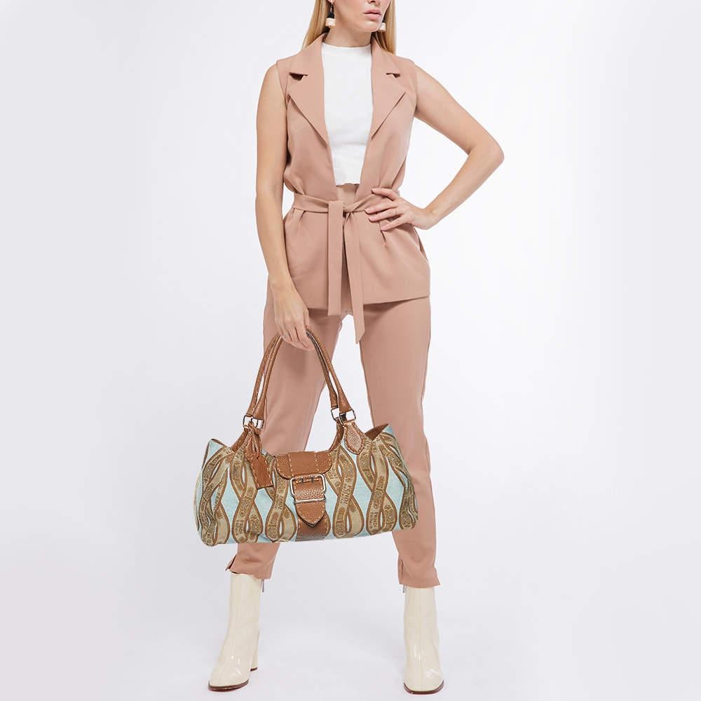 Fendi Tri Color Selleria Canvas and Leather Shoulder Bag In Good Condition In Dubai, Al Qouz 2