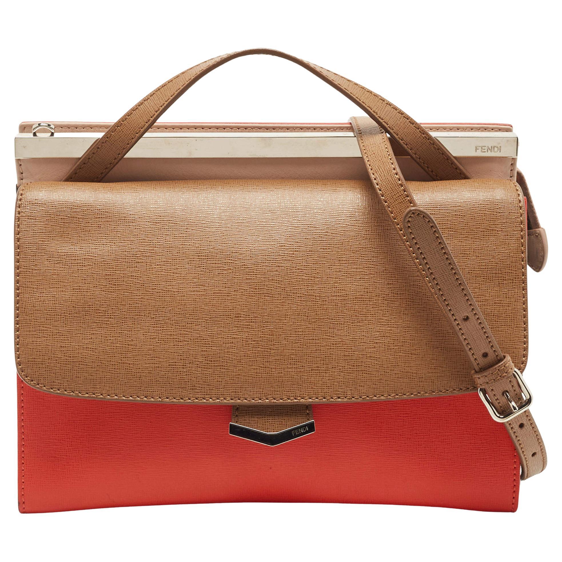 Fendi Tricolor Leather Small Demi Jour Top Handle Bag