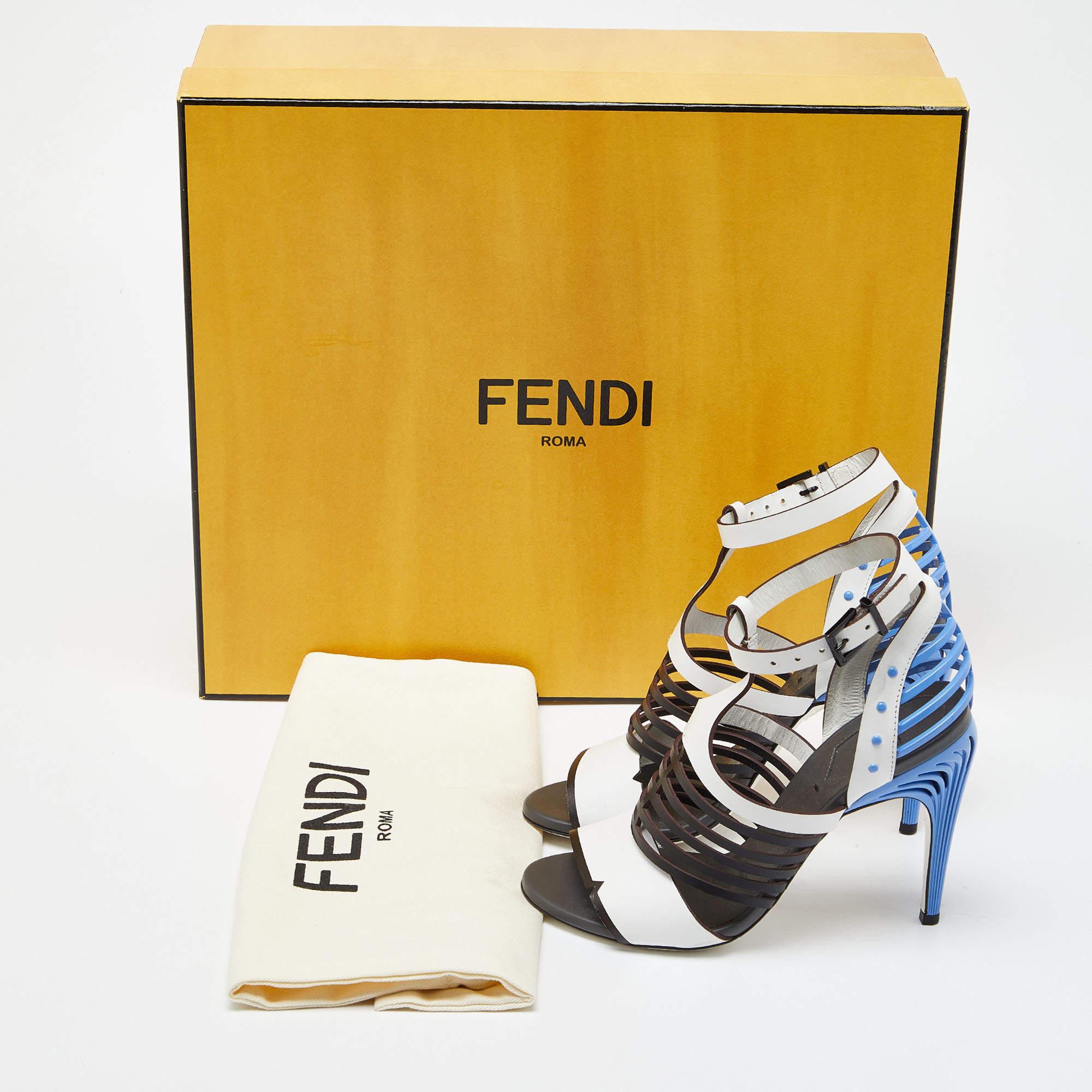 Fendi Tricolor Leather Strappy Sandals Size 36 6