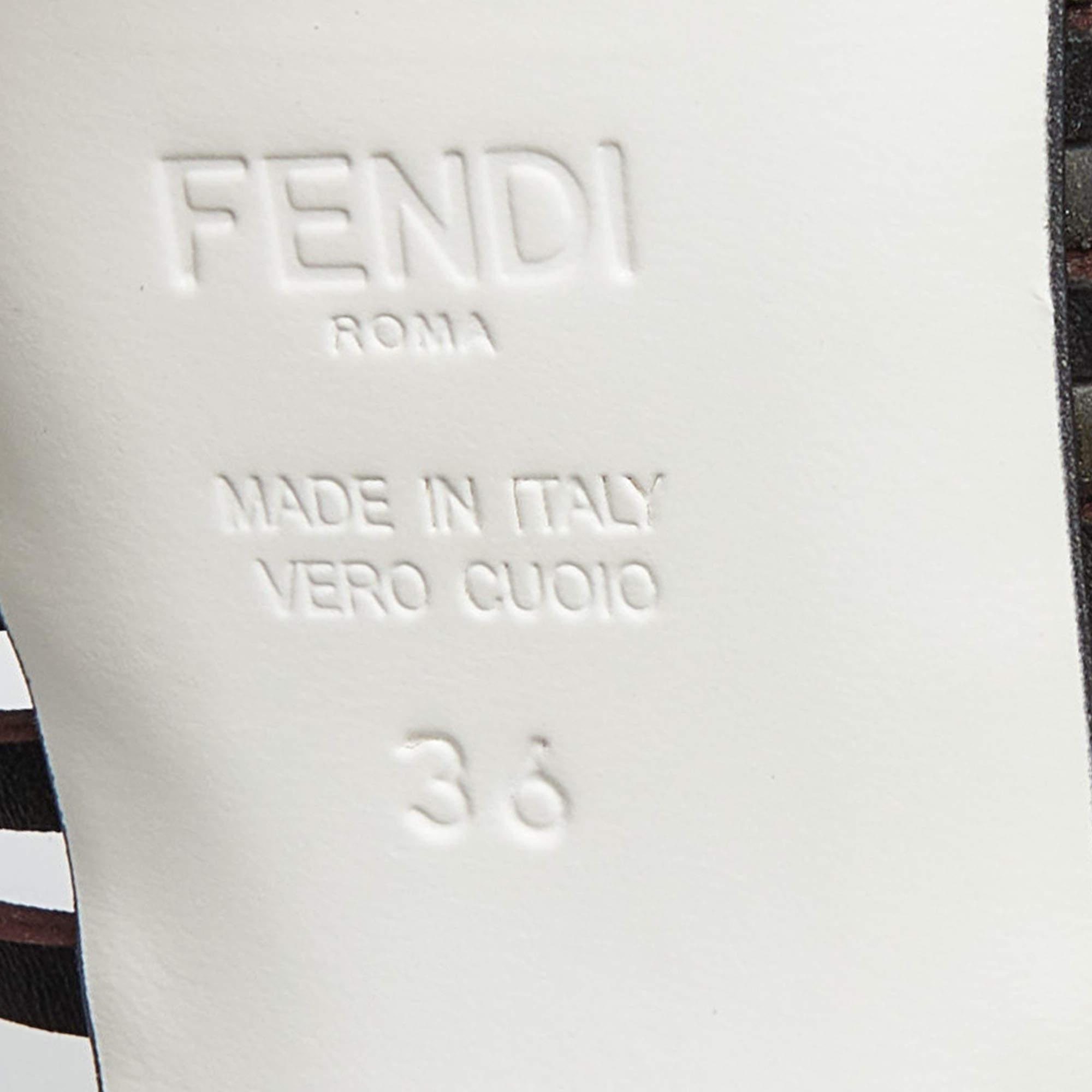 Fendi Tricolor Riemchensandalen aus Leder Größe 36 im Angebot 2