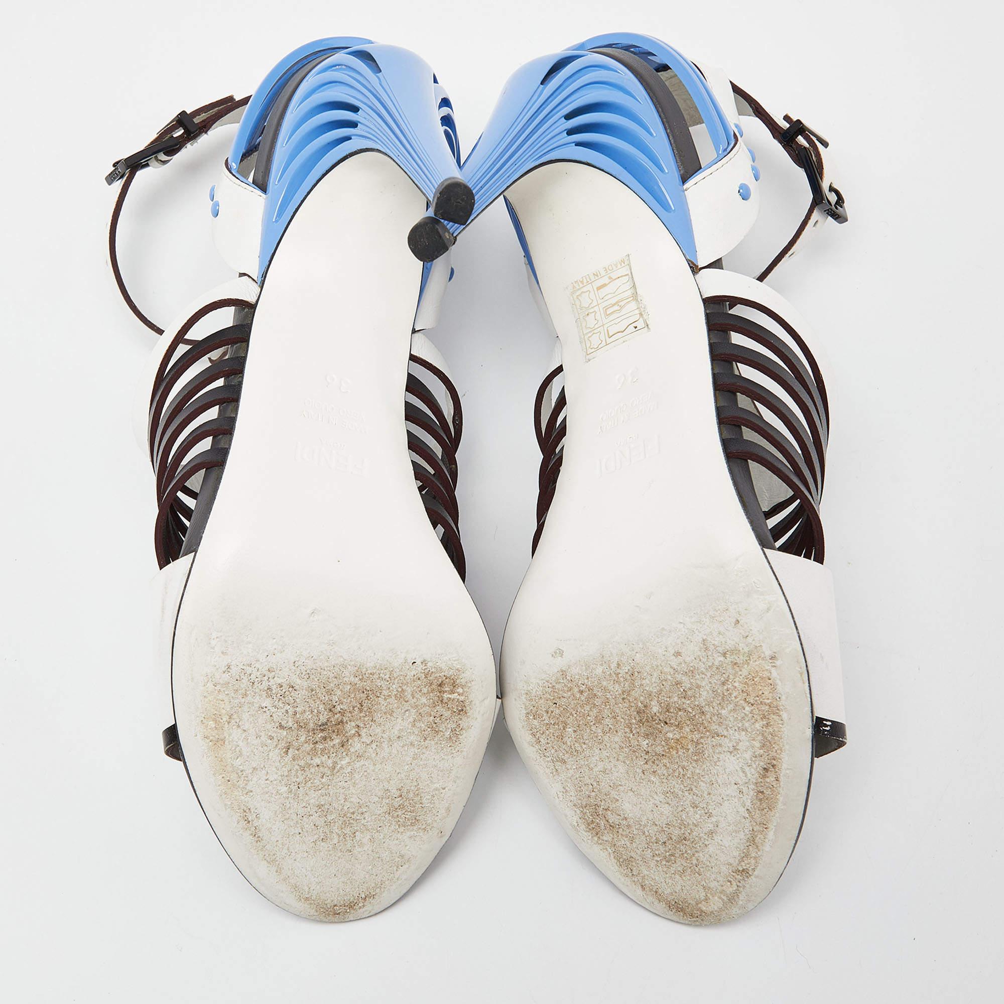 Fendi Tricolor Leather Strappy Sandals Size 36 3