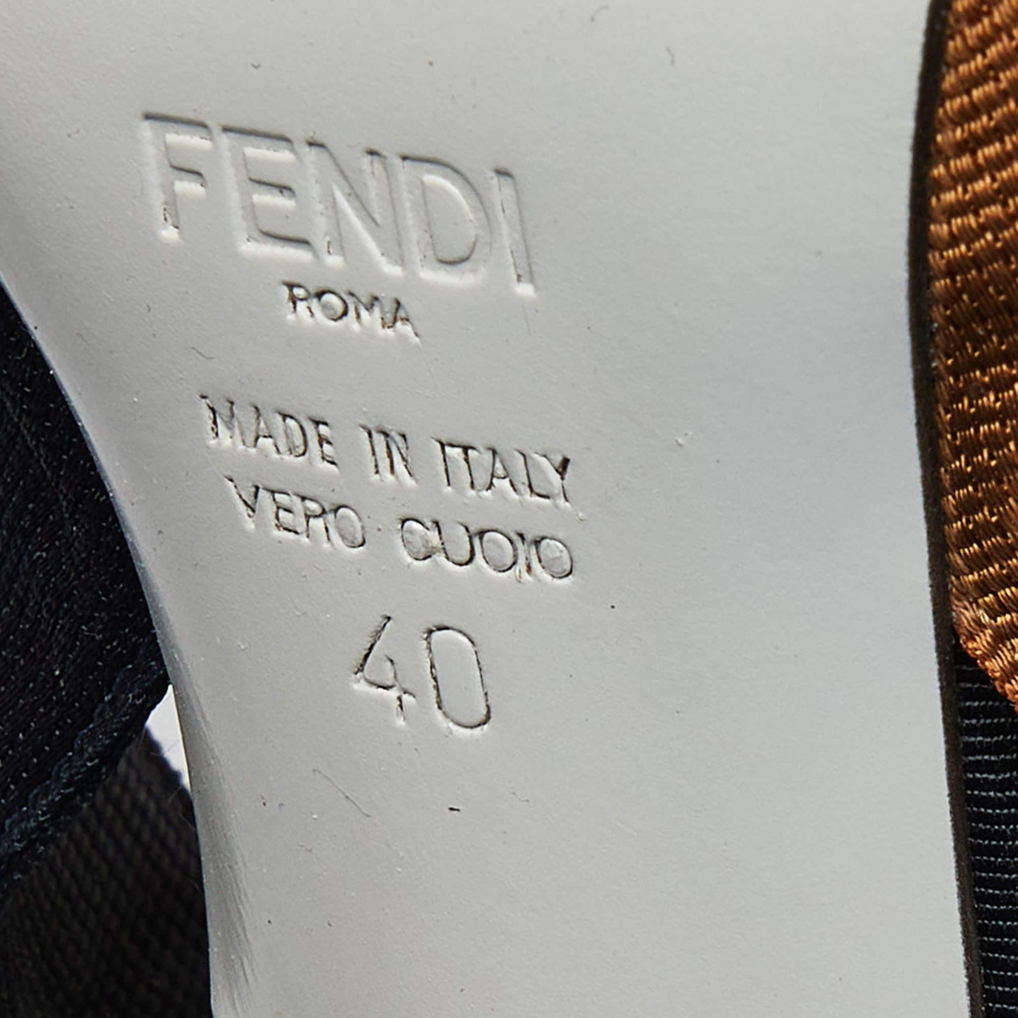 Fendi Tricolor Printed Canvas and Leather Colibri Slingback Pumps Size 40 3