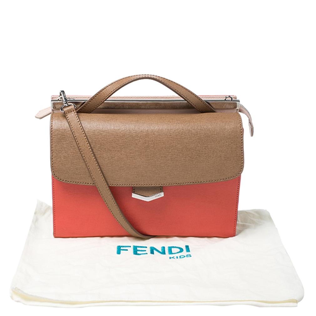 Fendi Tricolor Textured Leather Small Demi Jour Top Handle Bag 7