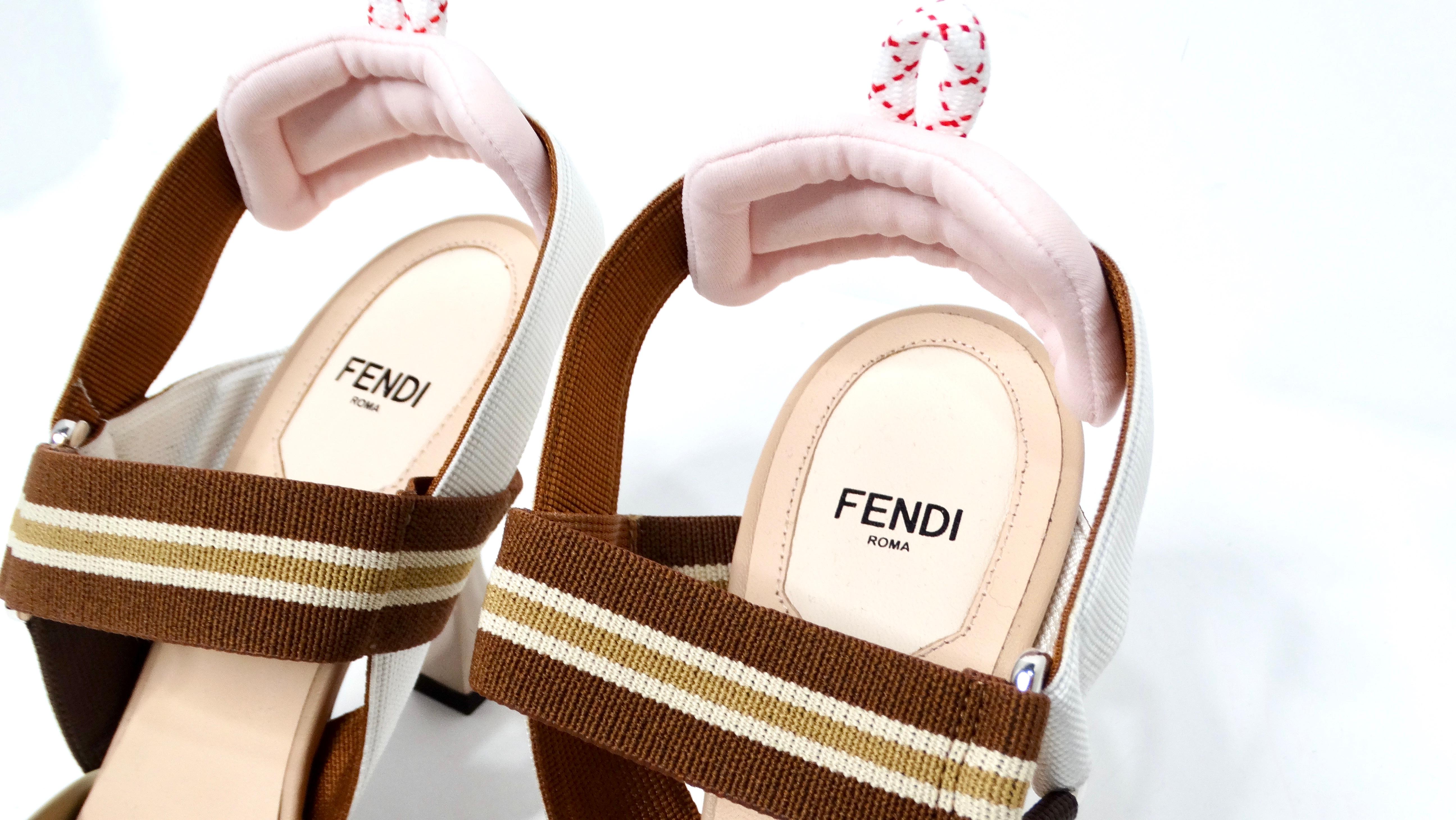 Women's Fendi Tricolor Zucca Mesh & Leather Colibri Heels