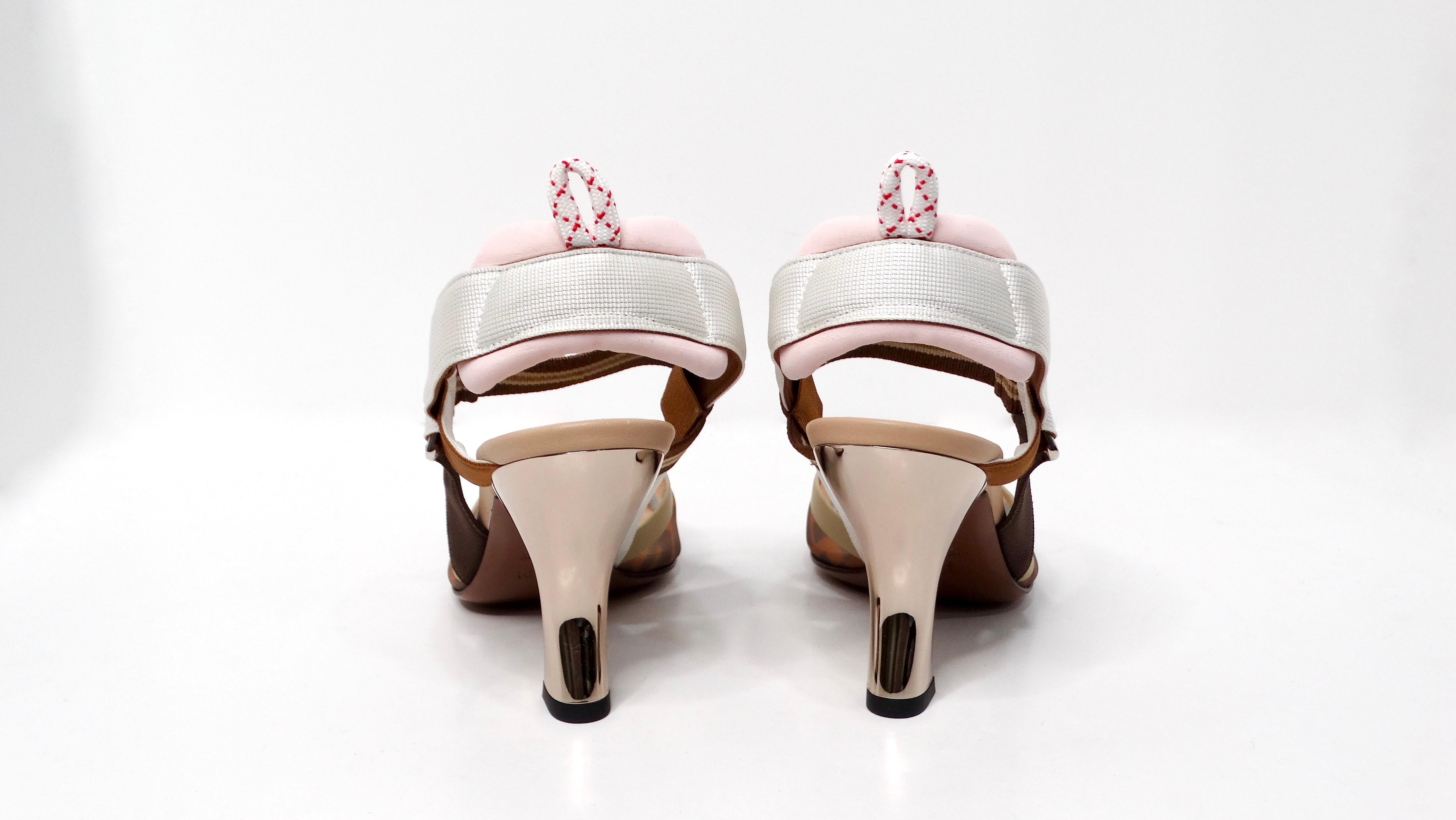 Fendi Tricolor Zucca Mesh & Leather Colibri Heels 2