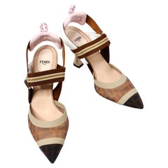 Fendi Tricolor Zucca Mesh & Leather Colibri Heels