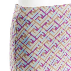 FENDI tricolour jacquard optical illusion high waisted dart pencil skirt IT38 XS