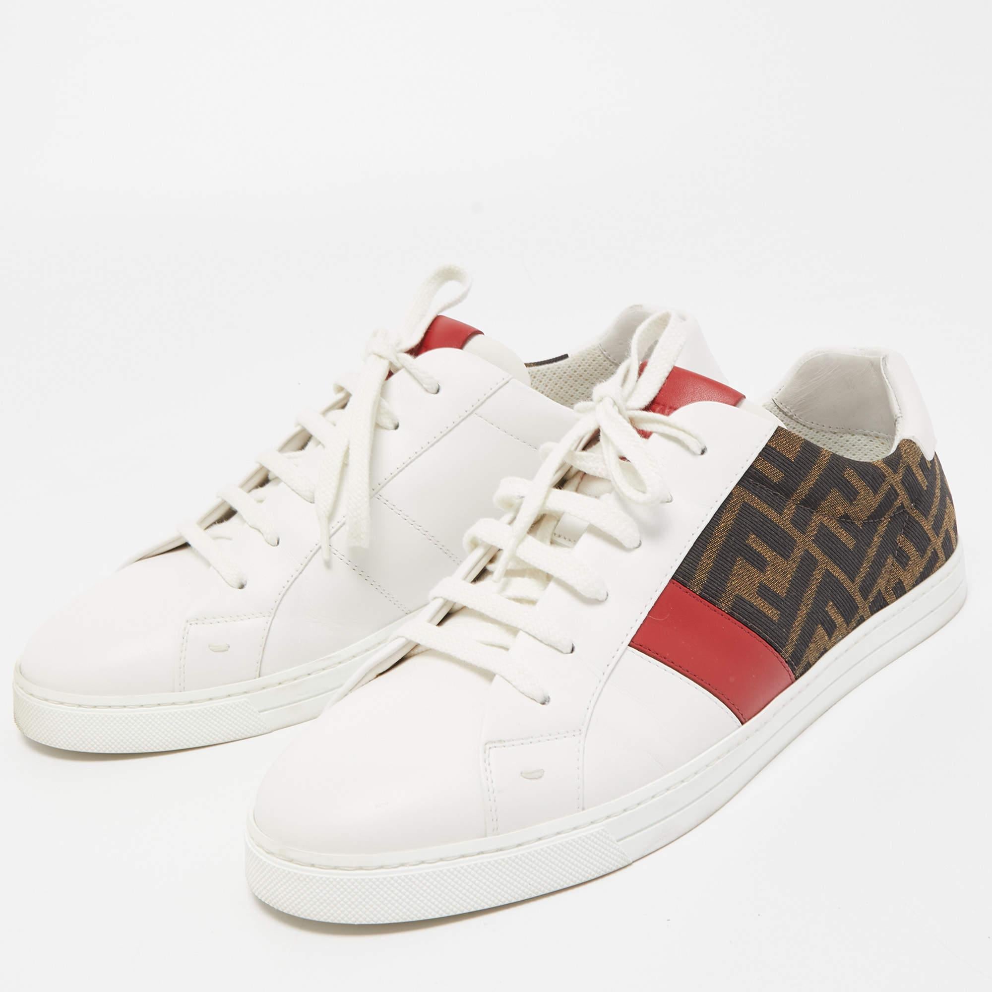 Fendi Tricolour Leather and FF Canvas Low Top Sneakers Size 42 4