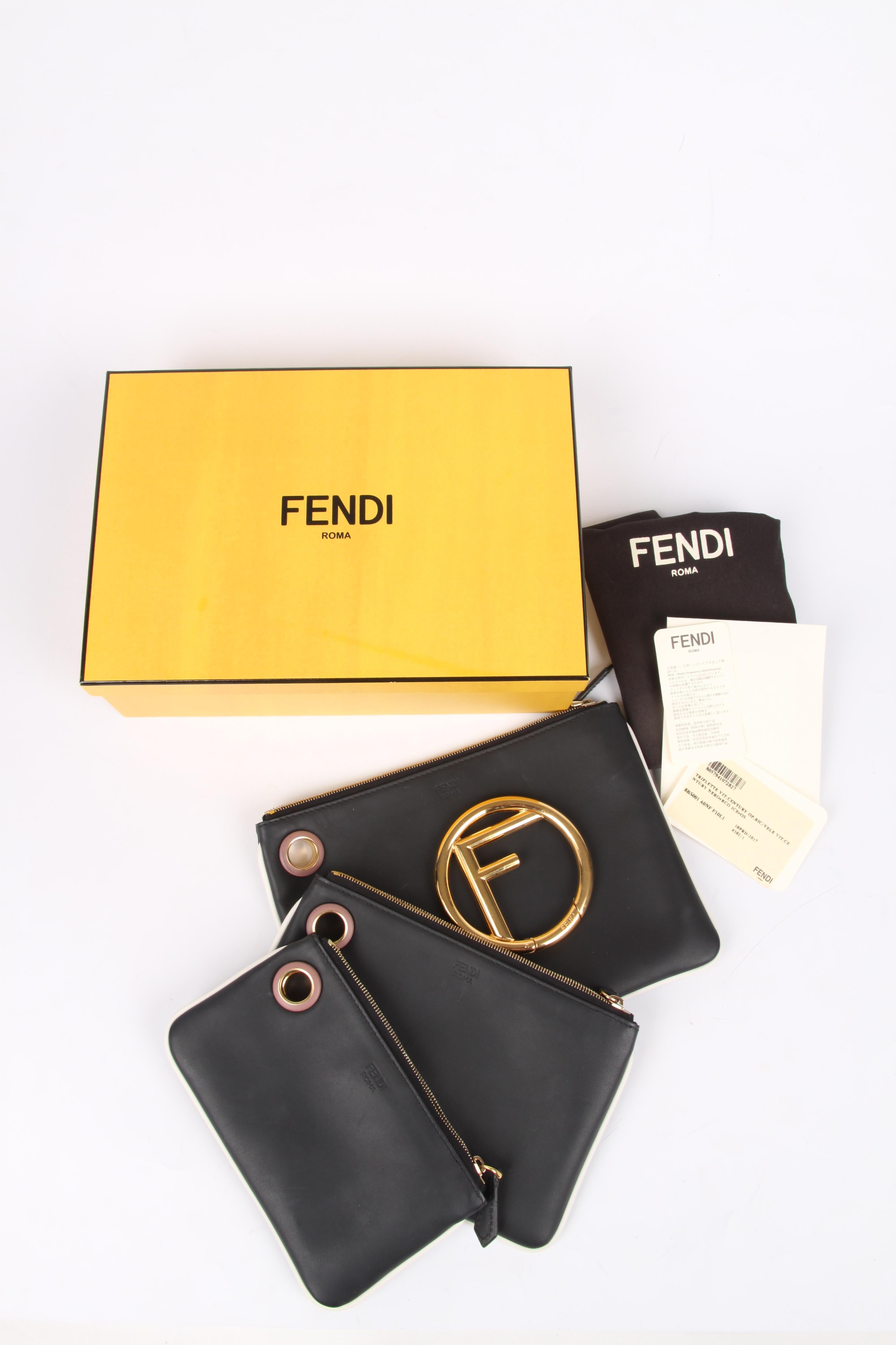 Black Fendi Triplette Clutch - black