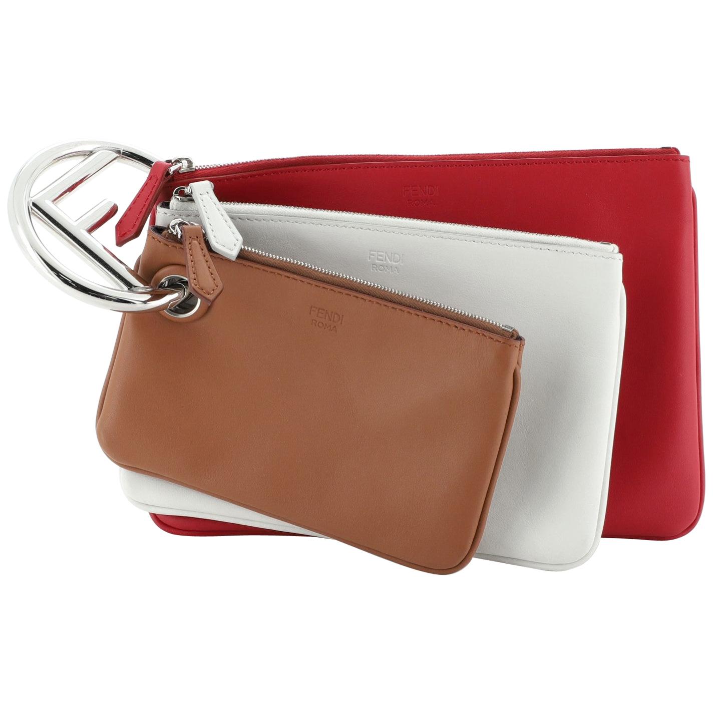  Fendi Triplette Pouch Set Calfskin