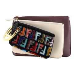 Fendi Triplette Pouch Set Calfskin with Zucca Velvet