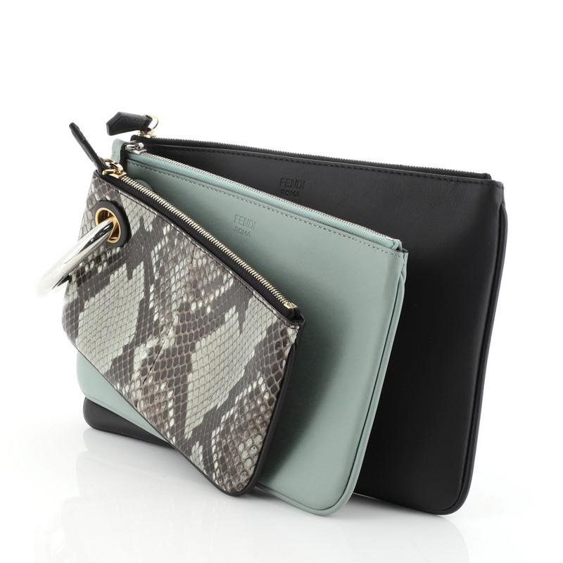 Fendi Triplette Pouch Set Python In Good Condition In NY, NY