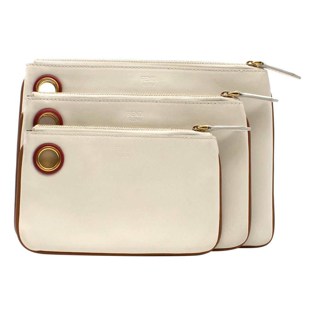 Fendi Triplette Wallet Set In White