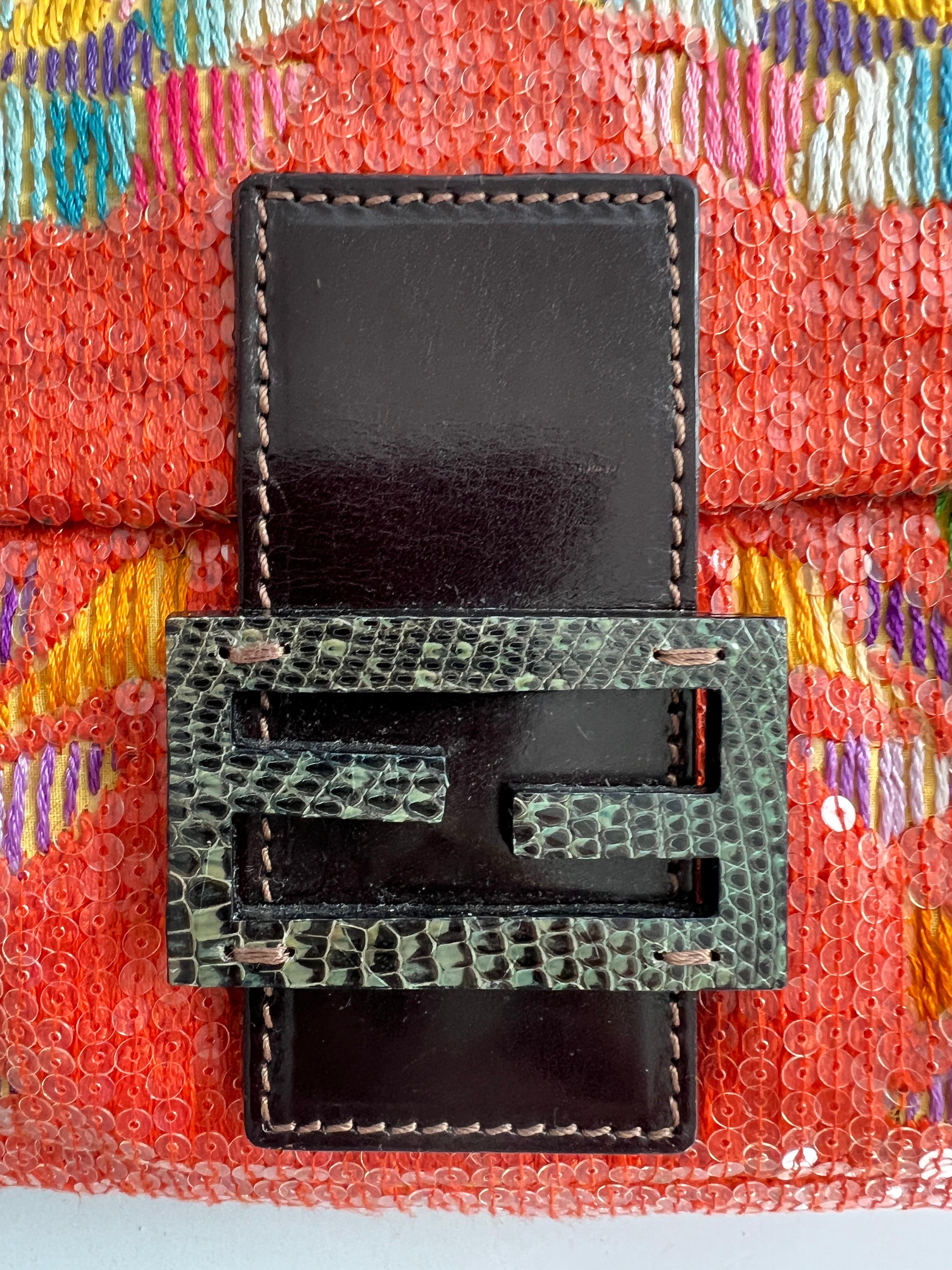 Women's or Men's Fendi tropical pattern embroidery sequin baguette