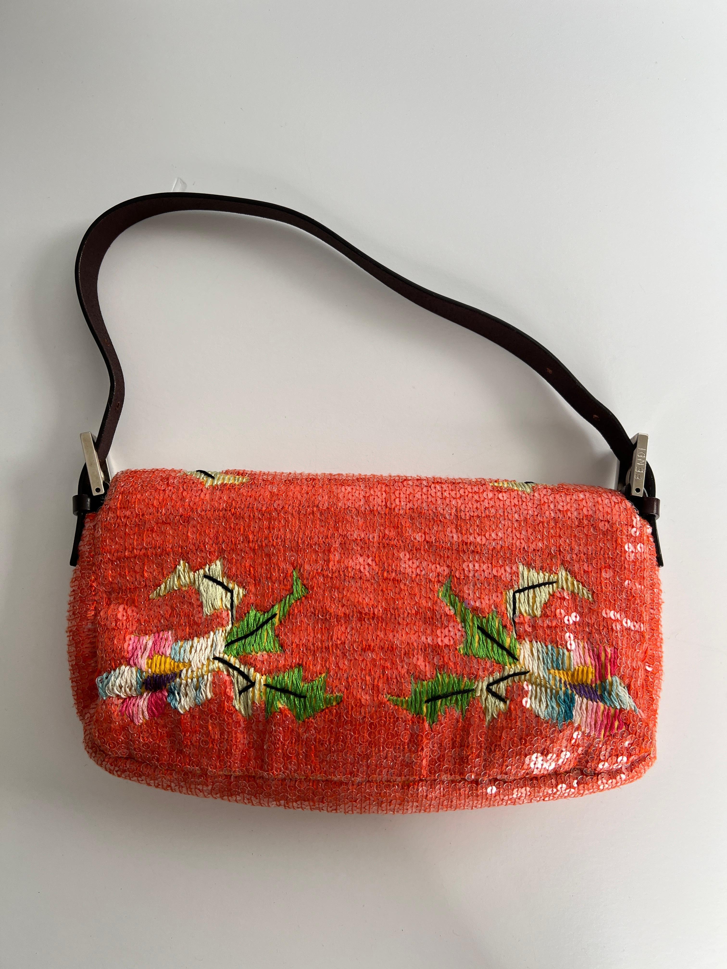 Fendi tropical pattern embroidery sequin baguette 3