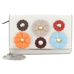 Fendi Tube Wallet On Chain Flower Studded Leather
