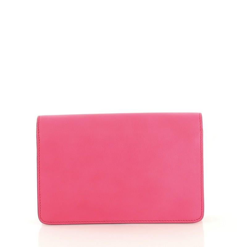 Pink Fendi Tube Wallet On Chain Leather 