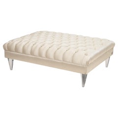 Fendi Tufted White Silk Upholstered Bench