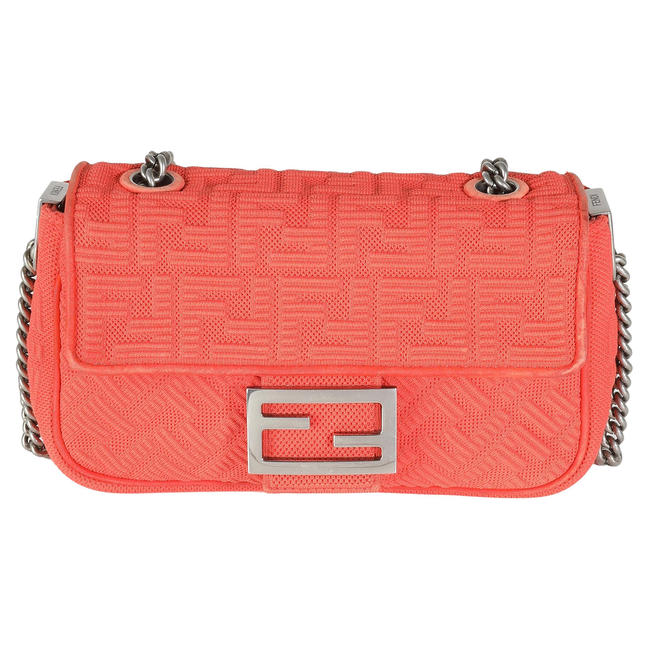 Borsa Fendi Tulipano in Fabrice tecnica FF Midi con catena Baguette