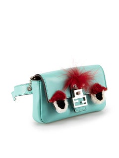 Fendi Turquiose Leather Convertible Baguette Pouch