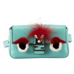 Fendi Turquiose Leather Convertible Baguette Pouch