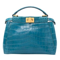 Fendi Turquoise Crocodile Mini Peekaboo Bag