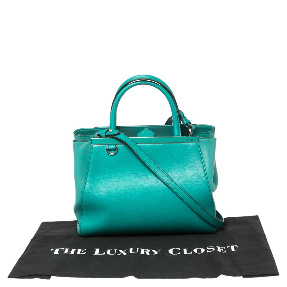 Mini Tote 2Jours de piel turquesa de Fendi 7