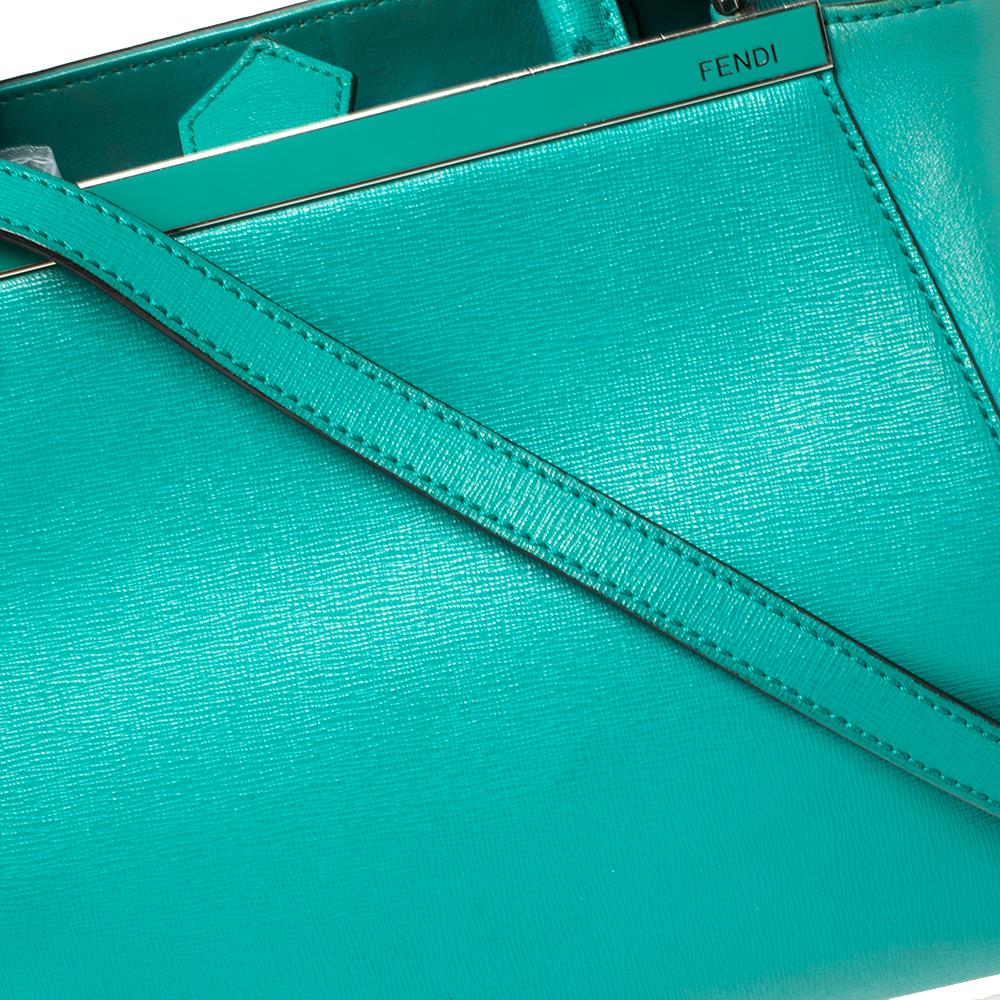 Mini Tote 2Jours de piel turquesa de Fendi 2