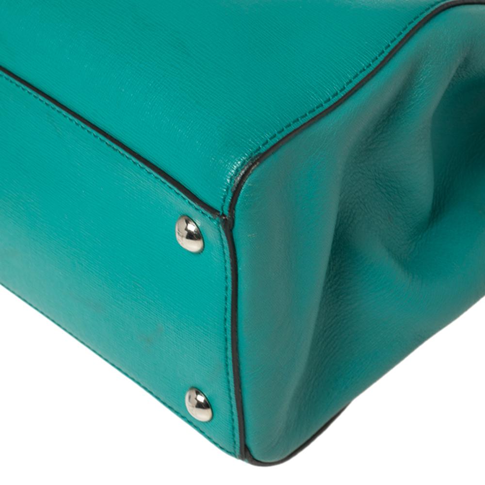 Mini Tote 2Jours de piel turquesa de Fendi 3