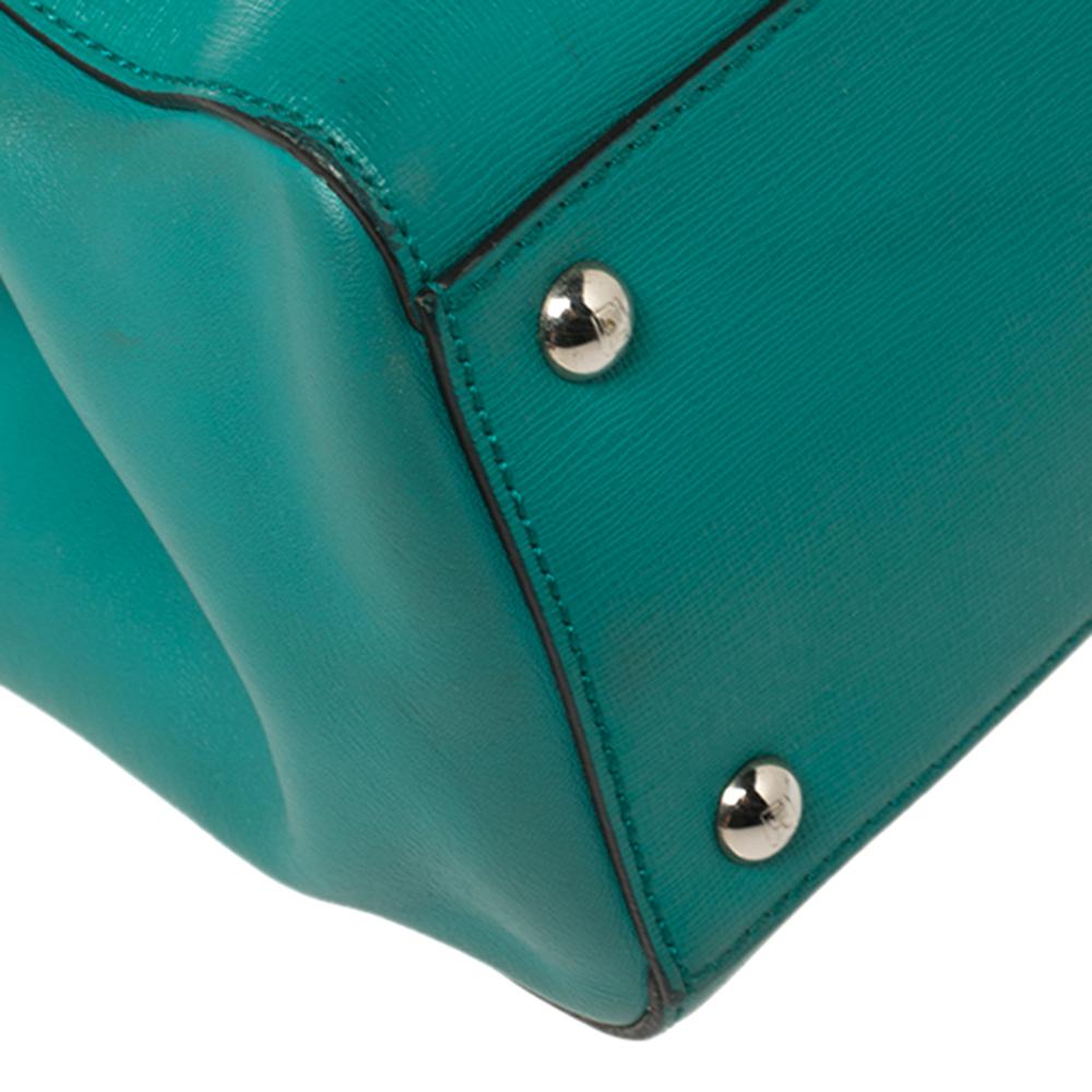 Mini Tote 2Jours de piel turquesa de Fendi 4