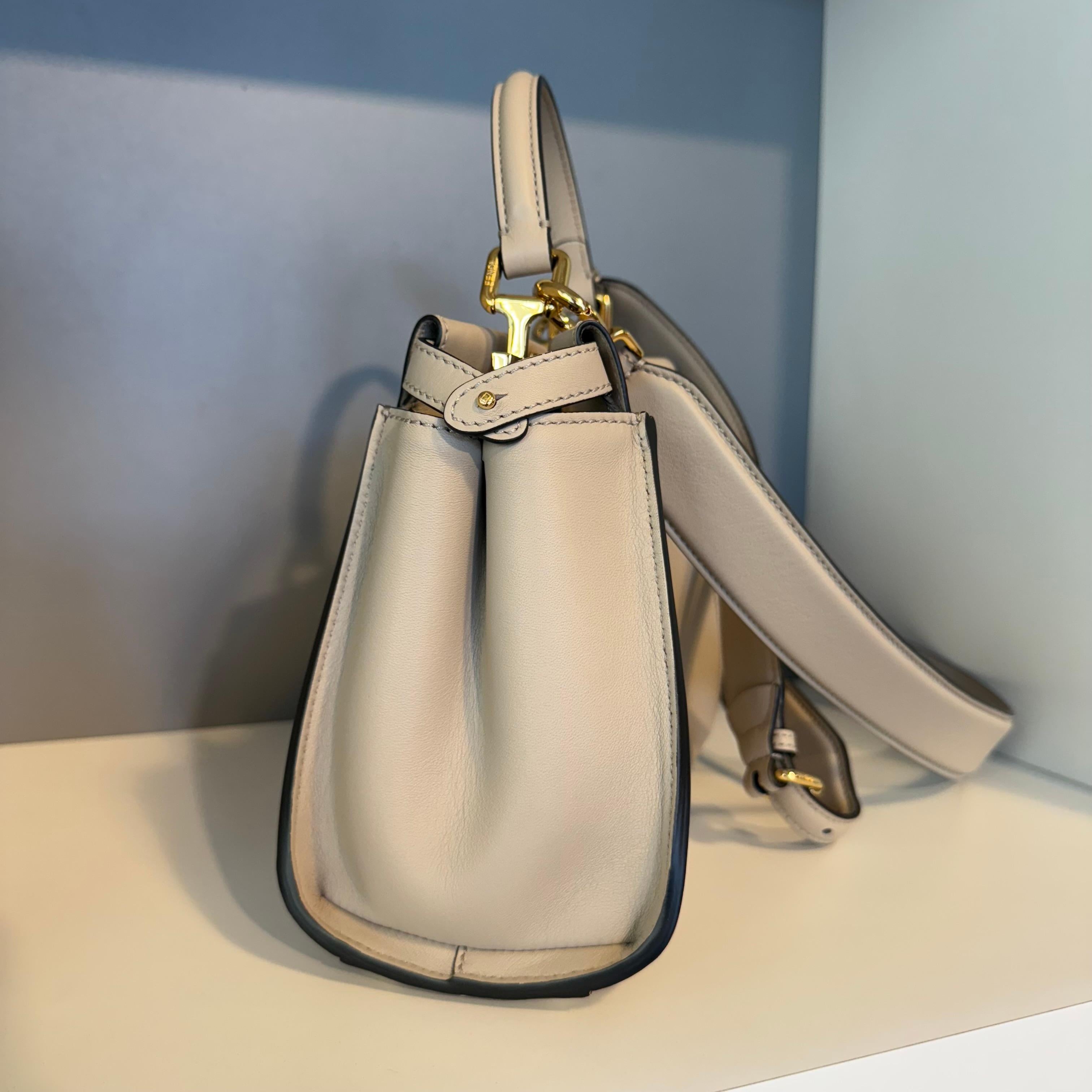 Beige Fendi Turtledove Mini Peekaboo For Sale