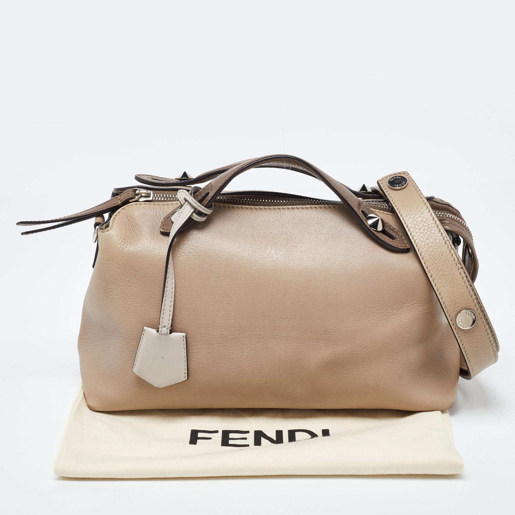 Fendi Two Tone Beige Leather Medium By The Way Bag For Sale 12