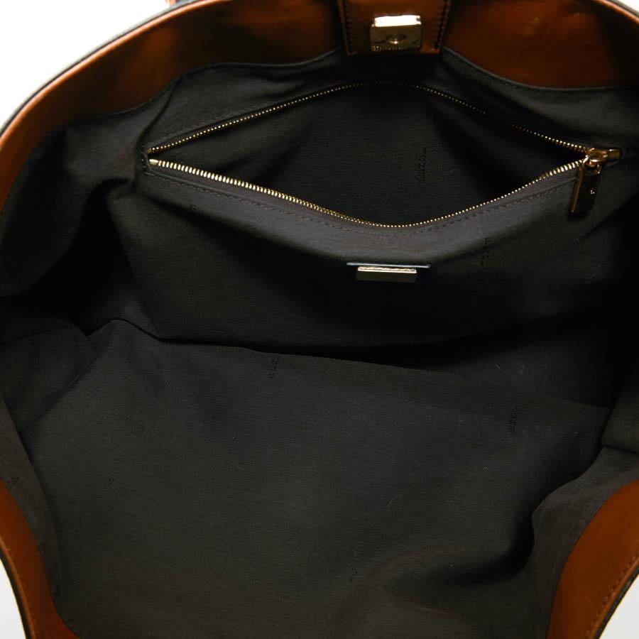 FENDI Two-tone Brown And Black Leather Tote Bag 4