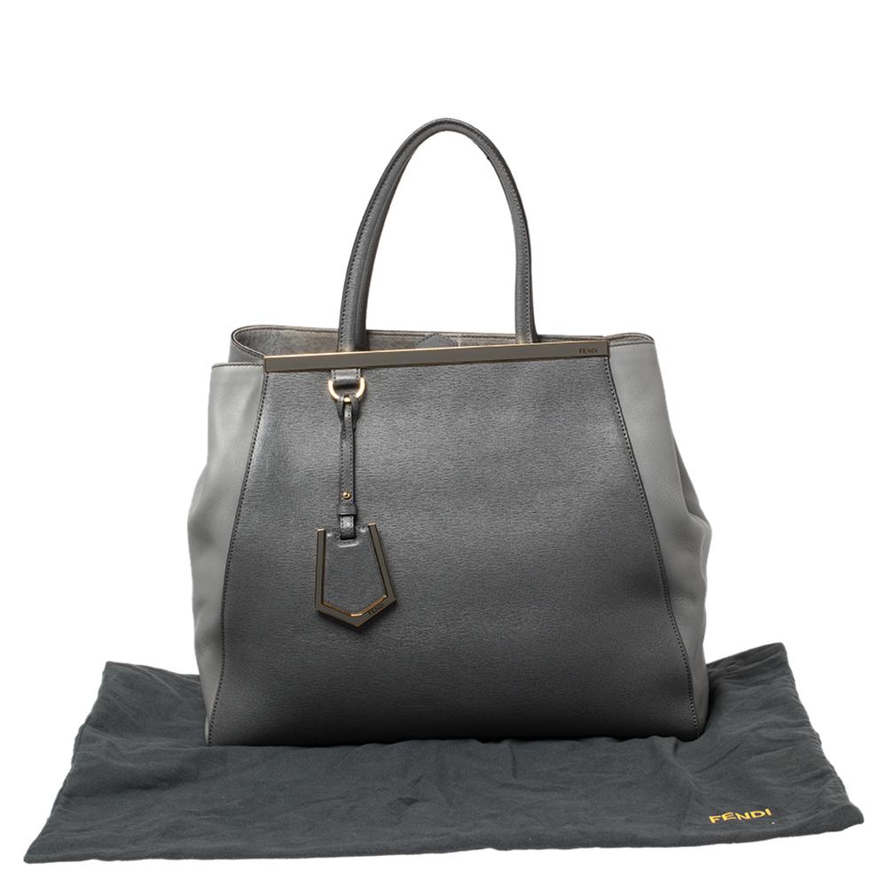 Women's Fendi Two Tone Grey Leather Large 2Jours Tote