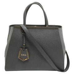 Fendi Two Tone Grey Leather Medium 2Jours Tote