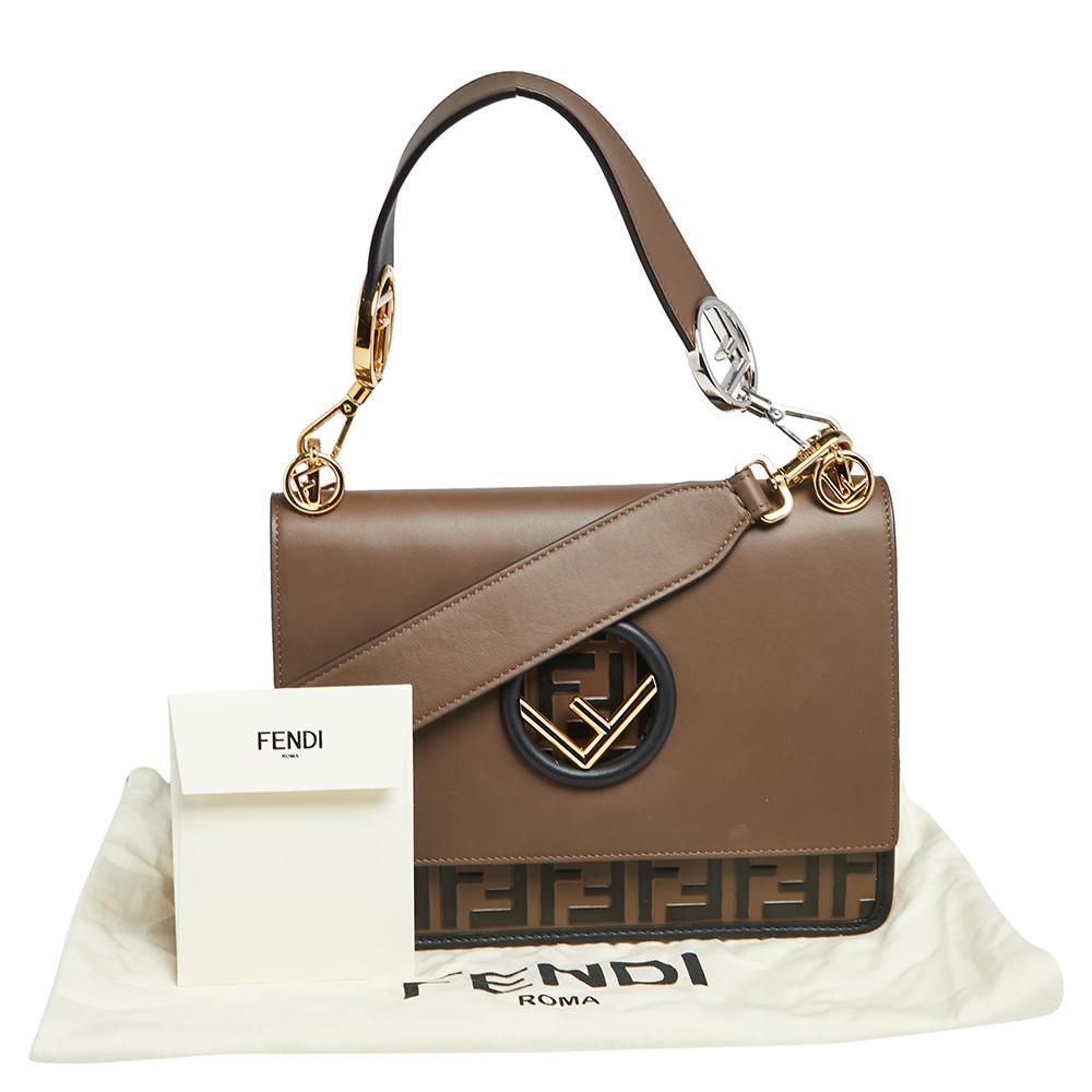 Fendi Two Tone Leather Kan I F Logo Shoulder Bag 6