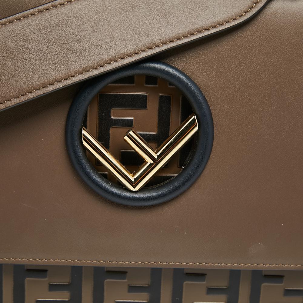 Fendi Two Tone Leather Kan I F Logo Shoulder Bag 1