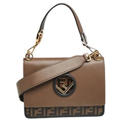 Fendi Two Tone Leather Kan I F Logo Shoulder Bag