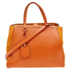 Fendi Two Tone Orange Leather Medium 2Jours Tote