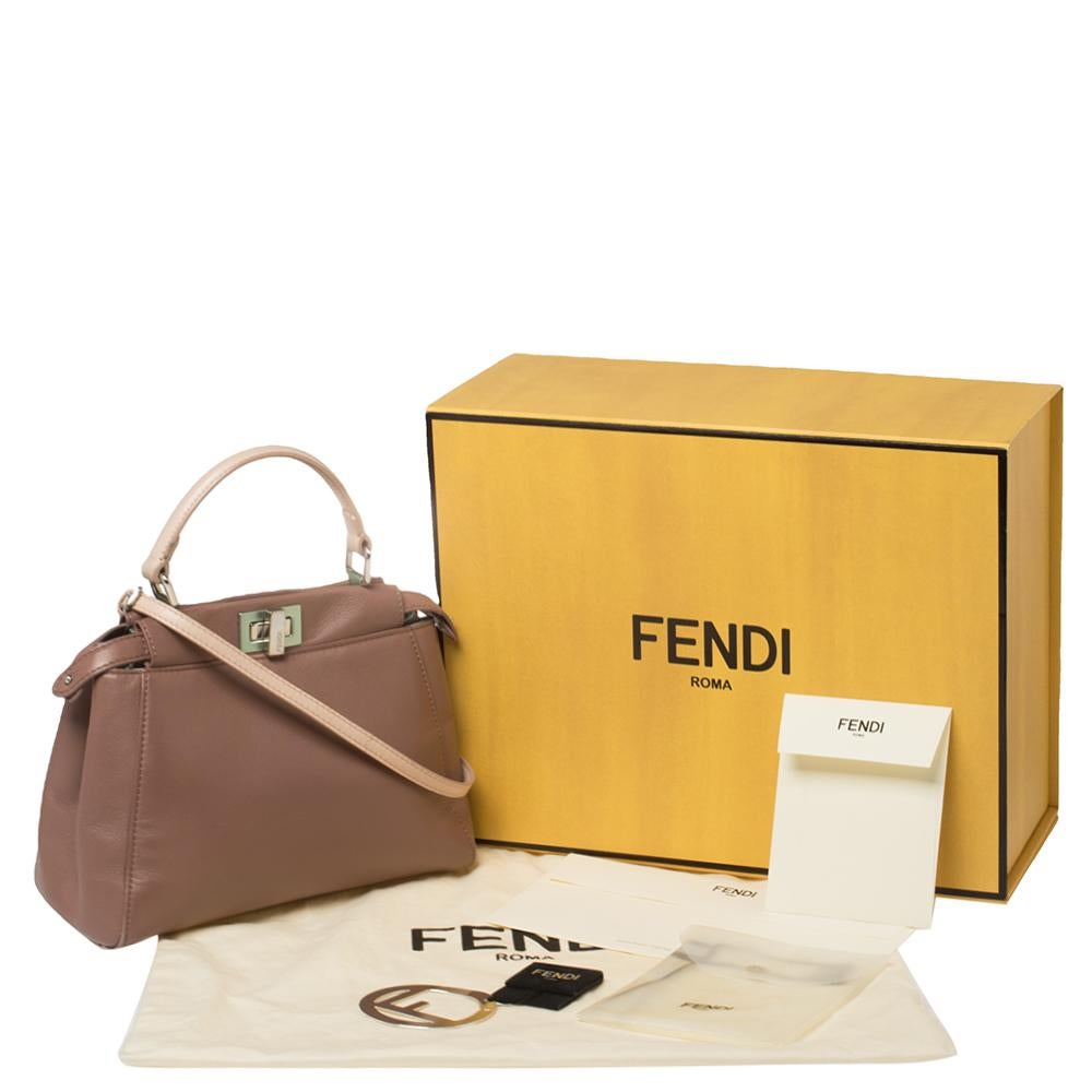 Fendi Two Tone Pink Leather Mini Peekaboo Top Handle Bag 5